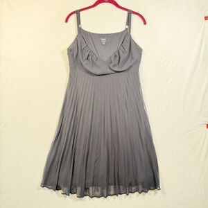 Esprit Black Pleated Dress Size 10 Sleeveless Strappy Fit Flare Lined Zip